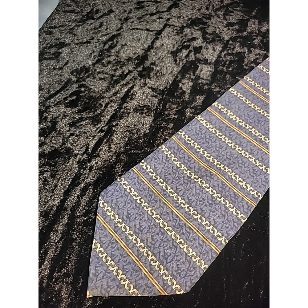 New Dockers Khakis Mens Neck Tie Blue Black Gold Striped Shirt Suit